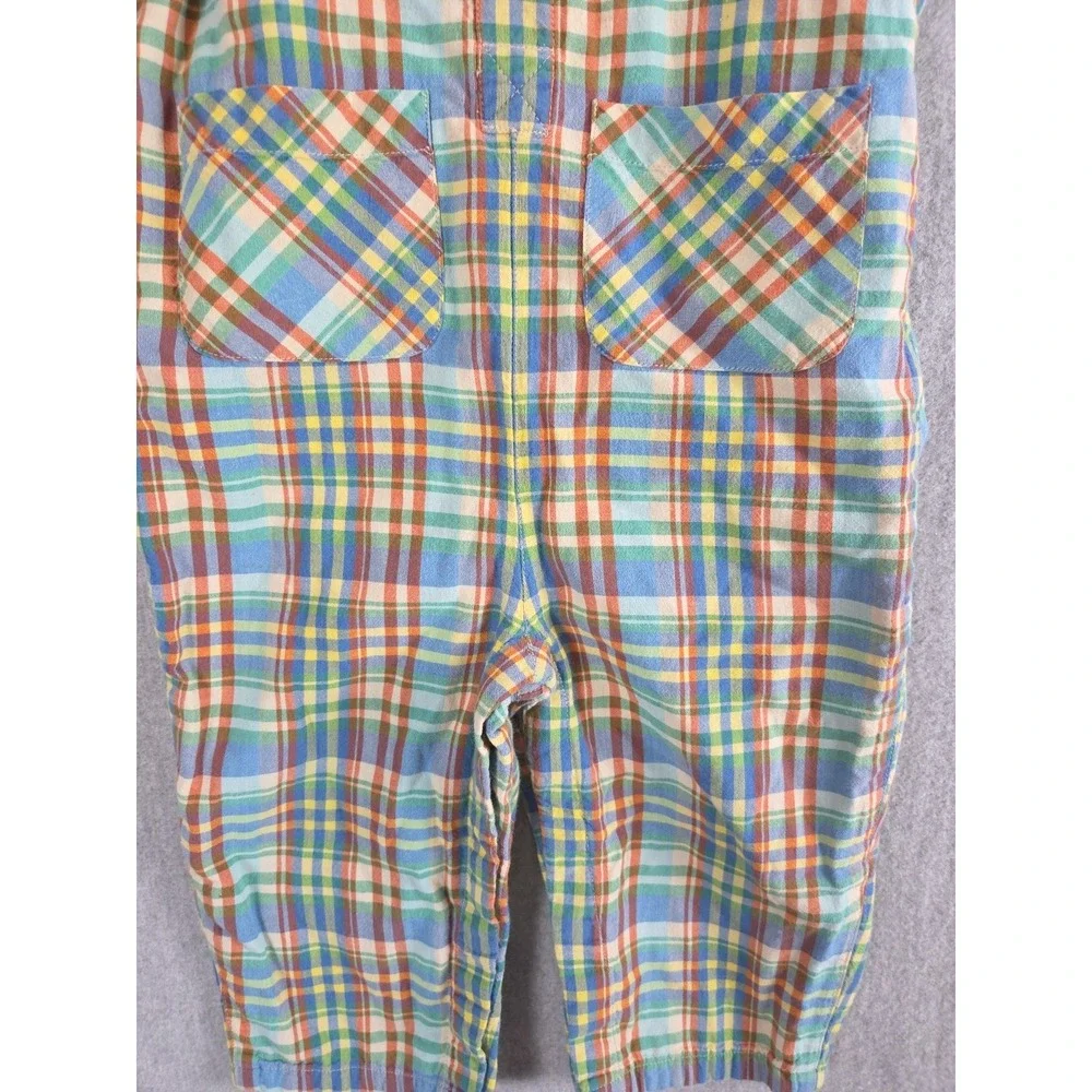 Baby Gap‎ Boys 12-18 Mos Pastel Plaid Overalls Lined Vintage 2003 Pockets Soft